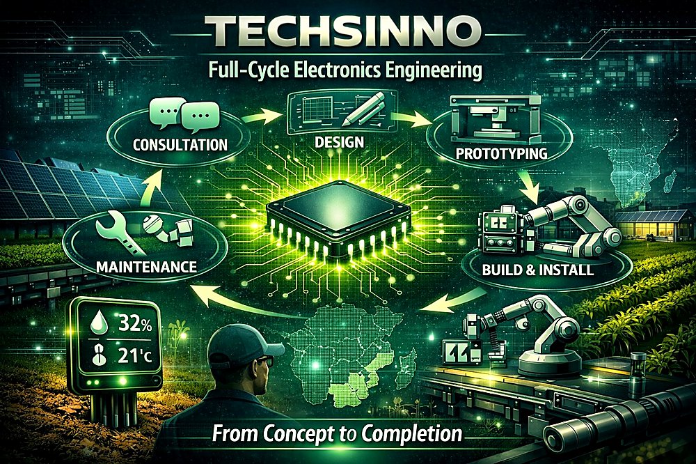 TECHSINNO full-cycle process: Consultation, Design, Prototyping, Build & Install, Maintenance